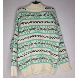 American Eagle Sweater Medium Oversized Nordic Fair Isle Chunky Knit Cozy Cabin